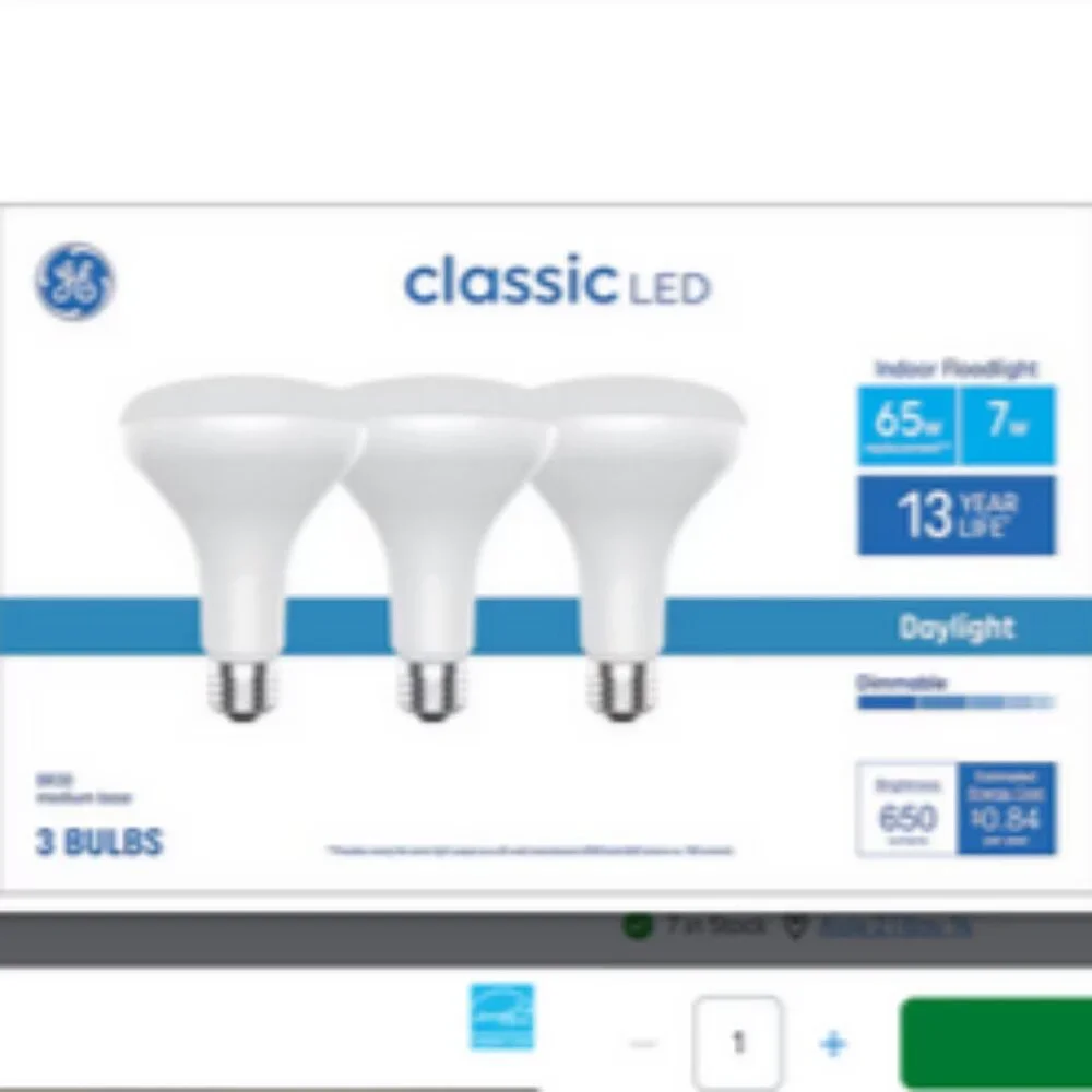 GE LED 8.5W (65W) 5000K Bright White DIMMABLE Bulbs Damp Rated 3Pack Tested